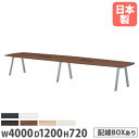 【P5倍8/10 13-15時&最大1万円クーポン8/4-10】 【法人送料無料】 会議用テーブル 幅4000×奥行1200mm ワイヤリングBOXタイプ オー...