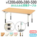 折りたたみテーブル 作業台 幼稚園 保育園 塾 国産 昇降 教育施設 託児所 幅1200×奥行600mm 高さ調節 ワークテーブル 完成品 抗菌 EU-1260 LOOKIT オフィス家具 インテリア