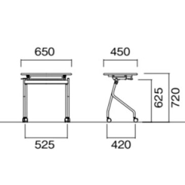 【全品P5倍4/30 13時〜17時&最大1万円クーポン4/30限定】学習机 幅650mm 奥行450mm 角丸型 幕板なし キャスター付き 棚付き スタッキング 作業台 学習塾 教育施設 勉強机 デスク 折りたたみ パネルなし PJ-D6545