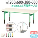 【P5倍8/5 13-15時&最大1万円クーポン8/4-10】 【法人送料無料】 折りたたみテーブル 作業台 幼稚園 保育園 国産 教育施設 幅1200×奥行600mm 高さ調節 ワークテーブル ソフトエッジ 完成品 塾 抗菌 EUC-1260