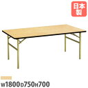 【P5倍5/10 13-15時&最大1万円クーポン5/9-15】 【法人送料無料】折り畳みテーブル 角型 幅1800×奥行750×高さ700mm スチール脚 ソ...