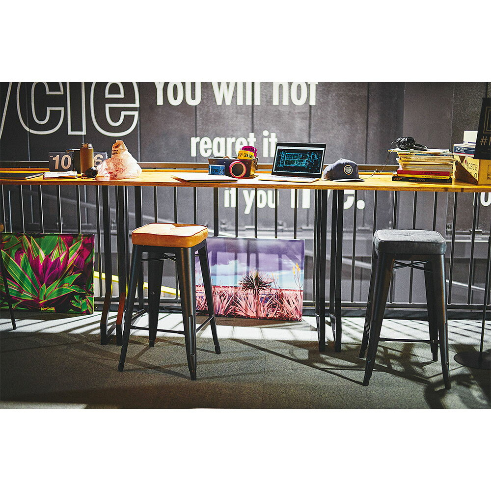 ハイスツール 革張り 4本脚 スタッキングスツール ミーティングチェア ワークチェア 革張りチェア チェア 会議室 待合室 シンプル おしゃれ コンパクト PC-252 [2]