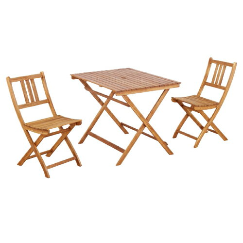 【P5倍11/15 13-15時&最大1万円クーポン11/14-16】 ウッドテーブルセット 2人用 折りたたみテーブル 折りたたみチェア 木製 ガーデン家具 テラス 庭 屋外 ナチュラル バイロン NX-903S
