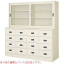 【法人限定】 ガラス引戸書庫 BER-G16(N) 2列3段 引違い書庫 戸棚 LOOKIT オフィス家具 インテリア
