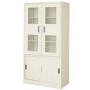 【法人限定】 両開き引戸書庫 BER-83G(N) W900mm キャビネット LOOKIT オフィス家具 インテリア