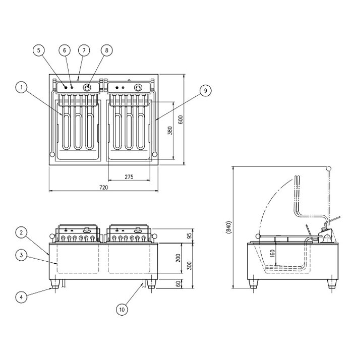 LOOKIT オフィス家具 インテリアの電気フライヤー 幅720×奥行600×高さ300mm フライヤー 調理機器 厨房機器 揚物調理機器 調理器具 卓上 業務用 揚げ物 フライ 天ぷら 串揚げ 調理 店舗 OFT-600W LOOKIT オフィス家具 インテリア｜アングル2