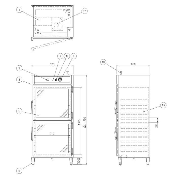 LOOKIT オフィス家具 インテリアのホットキャビネット 大型 幅825×奥行650×高さ1750mm ホットストッカー 温蔵庫 業務用 保温機器 厨房機器 食品保存 保温 温蔵 収納 レストラン 厨房 OHC-825GN ルキット オフィス家具 インテリア｜アングル3