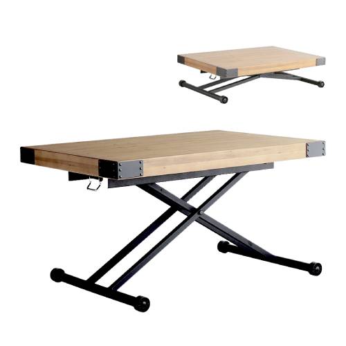 リフティングテーブル 幅1100×奥行710×高さ280～770mm 昇降テーブル センターテーブル リビングテーブル ローテーブル おしゃれ 北欧 木製 天然木 PULLEY-LT