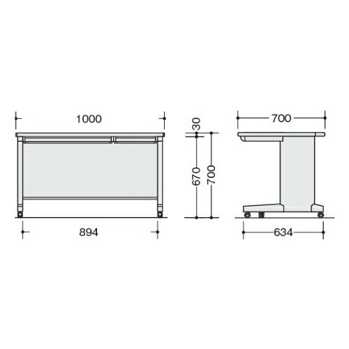 【SS限定P5倍6/5 13-15時&最大1万円クーポン6/4-10】 平デスク 幅1000×奥行700×高さ700mm オフィスデスク ワークデスク パソコンデスク 事務机 PCデスク スチールデスク 引き出し ラッチ付 キャスター NED107FC [3]