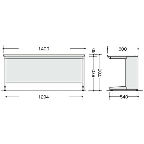 平デスク 幅1400×奥行600×高さ700mm オフィスデスク ワークデスク パソコンデスク 事務机 PCデスク スチールデスク スチール製 アジャスター付き NED146FDN ルキット オフィス家具 インテリア [3]