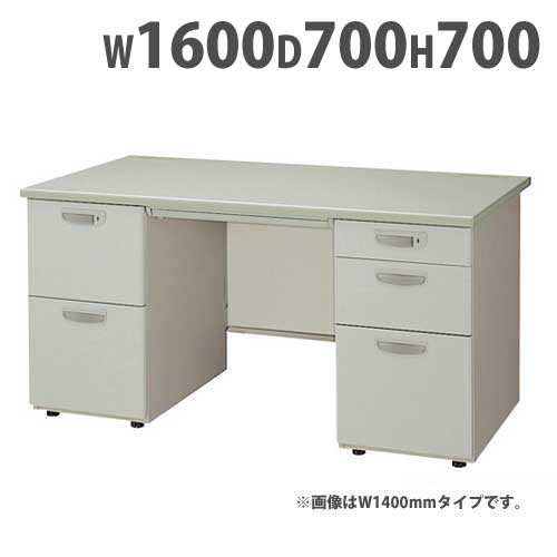 両袖机 W1600mm ワークデスク オフィス NED167BA LOOKIT オフィス家具 インテリア