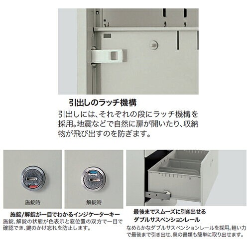【P5倍4/20 13-15時&最大1万円クーポン4/17-23】 ラテラル 5段 幅899×奥行450×高さ1050mm 収納庫 保管庫 スチール書庫 キャビネット オフィス収納 書棚 引き出し ファイル引き出し 鍵付き 収納 NW-0911S-5-AW [2]