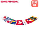 万国旗 20ヶ国セット エバニュー 連結式 全長約15.5m 縦45×横35cm 12mm幅綿テープ紐 ポリエステル製 国旗 飾り 会場設営 運動会 運動施設 学校 日本製 EKA541