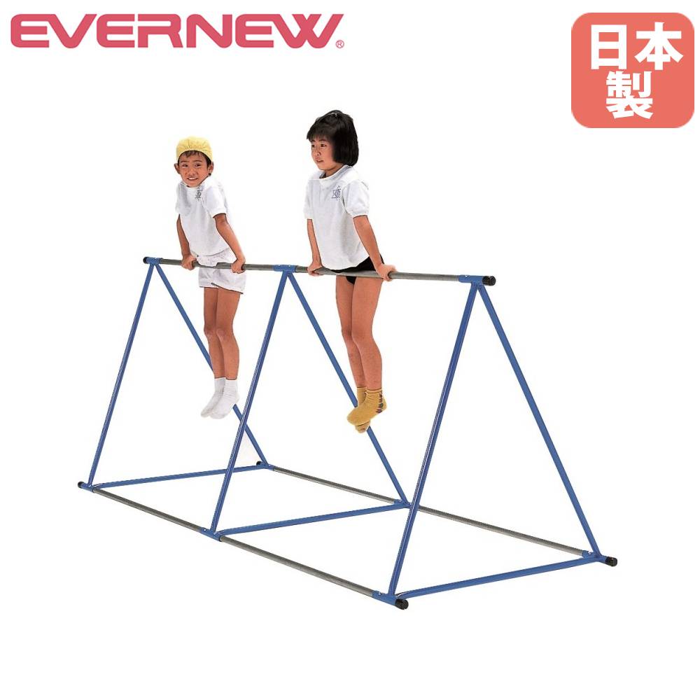 三角鉄棒 三段式 エバニュー 長さ250×高さ110cm ステンレス製鉄棒 スチール製三角フレーム 小学校低学年向け 屋内 屋外 子供用鉄棒 鉄棒用品 日本製 EKD391