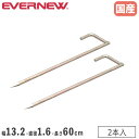 サッカーゴール用ペグ 2本入 エバニュー 幅13.2×直径1.6×長さ60cm 内寸10.5cm スチール製 打ち込みポイント有 ゴール用ペグ ゴール固定用 部活 日本製 EKU017