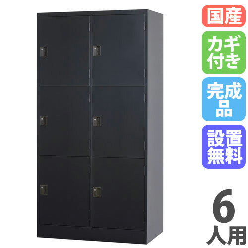 【最大1万円クーポン6/22-26】 【設置無料】 ロッカー 6人用 2列3段 深型 シリンダー錠 マットブラック スチールロッカー 更衣ロッカー オフィス収納 更衣室 おしゃれ 鍵付き 黒 TLK-SC6-MB