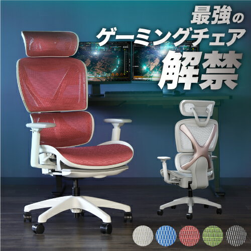 【P5倍1/10 13-15時&最大1万円クーポン1/9-16】 ゲーミングチェア メッシュ パソコンチェア デスクチェア おしゃれ オフィスチェア リクライニング 椅子 オットマン 高級 腰痛 ランバーサポート イス DX-1H-GYG