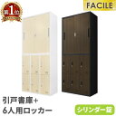 書庫 セット 引戸書庫 6人用ロッカー シューズロッカー 備品庫 スチール書庫 シリンダー錠 木目扉 連結 幅900×奥行400×高さ1050mm FH-H6-...