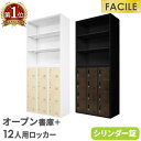 書庫 セット オープン書庫 12人用ロッカー シューズロッカー スチール書庫 シリンダー錠 木目扉 収納 幅900×奥行400×高さ1050mm FH-N12-...