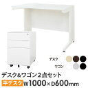 オフィスデスク デスクワゴン セット 幅1000×奥行600mm ワークデスク パソコンデスク 平机 机 事務机 ワゴン 袖机 3段 収納 LHD-106-EF...