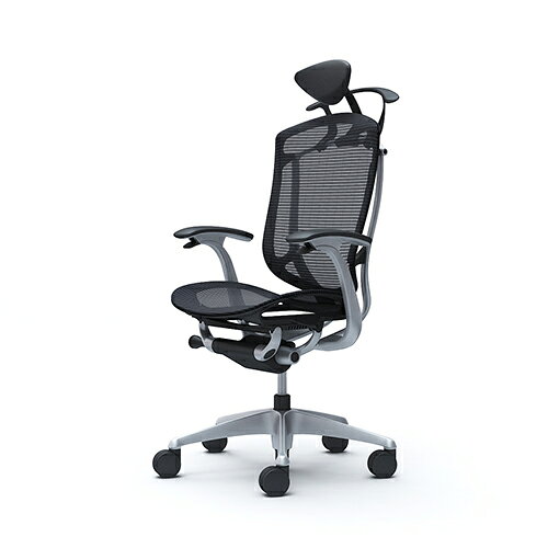【最大1万円クーポン12/4-10】 コンテッサ セコンダ オカムラ 固定肘 座メッシュ ハンガー付き 小型ヘッドレスト シルバーフレーム ブラックボディ オフィスチェア 完成品 椅子 CC4BYR CC4BGR