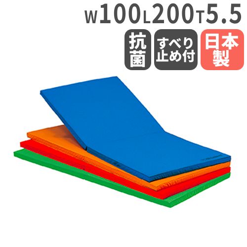 【P5倍5/10 13-15時&最大1万円クーポン5/9~16】 【法人限定】 体育マット 幅100×長さ200×厚さ5.5cm 軽..