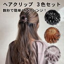 【マラソン ポイント10倍】 ヘアクリップ バンヘアアクセサリー 簡単 ヘアアクセ ヘアアレンジ お団子 ポニーテール 髪飾り 可愛い アンバー色 鳥の巣の形 3個セット ブラック キャラメル グレー パープル　 送料無料