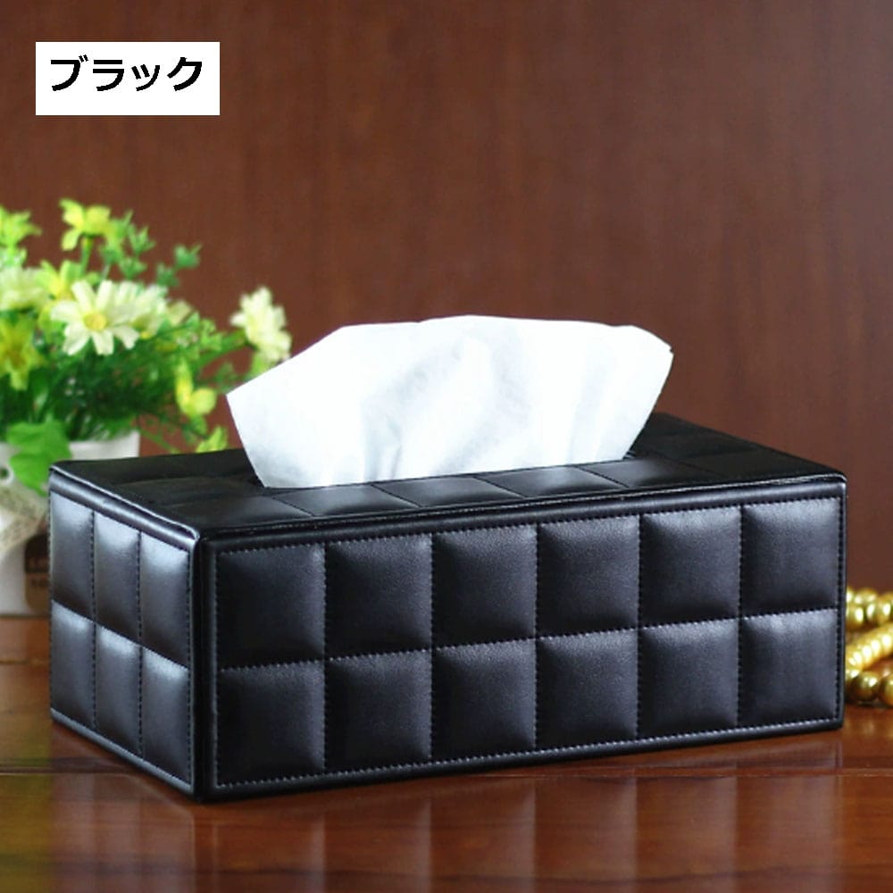 【スーパーSALE ポイント5倍】【高級感キルティング】ティッシュケース 車 おしゃれ レザー PU ティッシュカバー ボックスティッシュ 車載用 高級 送料無料 [2]