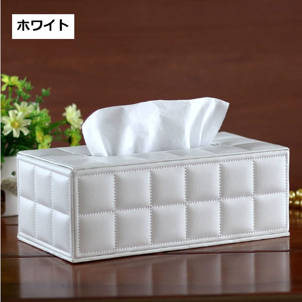 【スーパーSALE ポイント5倍】【高級感キルティング】ティッシュケース 車 おしゃれ レザー PU ティッシュカバー ボックスティッシュ 車載用 高級 送料無料 [3]