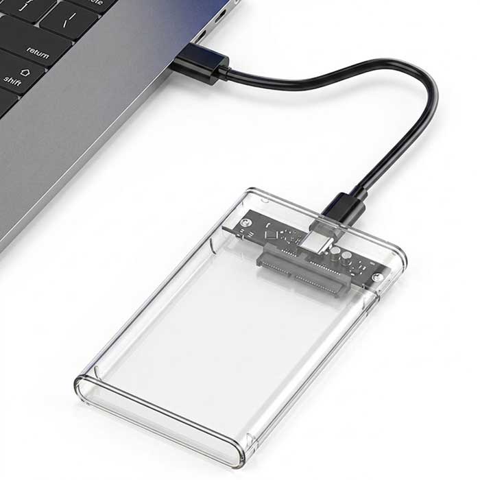 【工具不要で3秒装着】 SSD ケース クリア 2.5インチ 外付け HDD USB3.0 外付けケース 透明 SATA 高速データ転送 ドライブケース ポータブル 送料無料 - Image 2