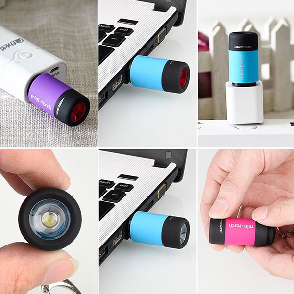 USB 充電式 LED ミニ 懐中電灯 キーホルダー 高輝度 カラー USB 充電式 ライト PC LED 便利 USB 小型