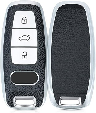 キーケース シリコン キーカバー 車の鍵 専用プロテクター 対応: Audi A6 A7 A8 Q7 Q8 3-ボタン 車のキー Keyless 革風仕上げ シ...