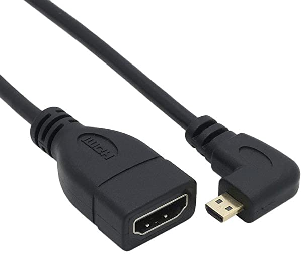 HDMI メス to Micro HDMI オス 90°L型 マイクロHDMI変換ケーブル ハイスピード タイプD to タイプA 金メッキコネクタ搭