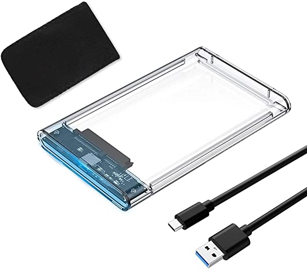 Type-C 2.5インチ HDD/SSDケース USB3.1 Gen1 ドライブケース SATA III 外付けハードディスク 6Gbps 高速データ転送 UASP対応 透明シリーズ ポータブル SSD ドライブ ケース SATA USB 変換ボックス ネジ&工具不要 簡単着脱 Mac Windows Linux PS4 PS3 XBox HD...