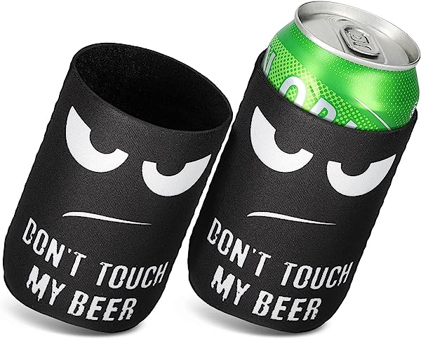 【2個セット】 缶クーラー カバー 330ml 355ml 缶 缶保冷 ホルダー 6.5 x 10 cm Don't touch my beerデザイン 送料無料