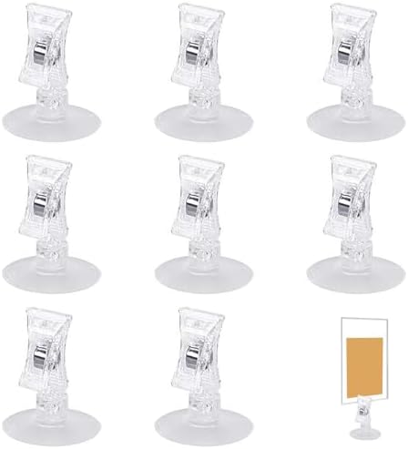 吸盤クリップ 【8個セット】 ポップクリップ クリップスタンド インクリップ スタンド 値札 広告用 業務用 車用 吸盤付き pop 透明