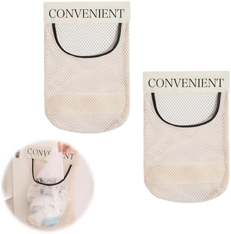 レジ袋ストッカー 【2個入り】 ポリ袋ストッカー 壁掛けレジ袋 メッシュバッグ 野菜保存袋 果物収納袋 ..