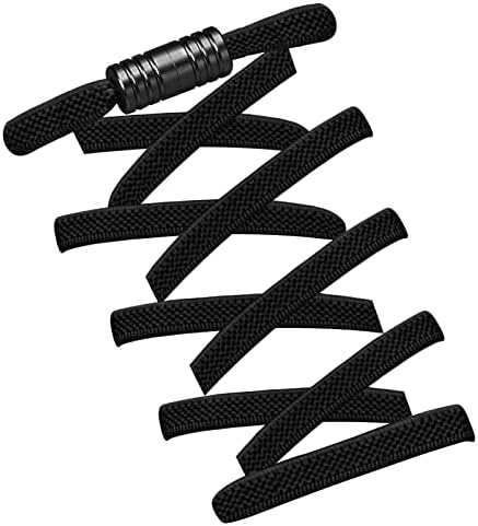 靴ひも ゴム製 結ばない靴紐 平紐 伸びる靴紐 ほどけない 簡単取り付け スニーカー 子供 大人 高齢者に 1足分(2本) ブラック