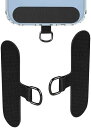 ストラップホルダー 2枚 スマホストラップ ストラップホール ストラップパッチ スマホショルダー 便利 全機種対応 紛失 落下 盗難防止 (ブラック)
