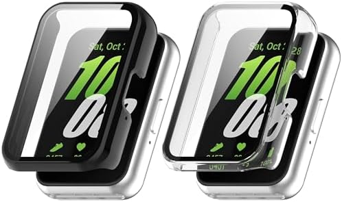 樂天商城 - [2枚セット] Galaxy Fit3 ケース 保護カバー ガラスフイルム 一体型ケース 保護フィルム PC素材 + 強化ガラス 装着簡単 耐衝撃 高透過率 指紋防止 高感度タッチ Galaxy Fit3 対応 ブラック+クリア
