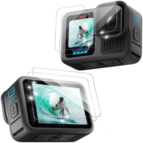 [2セット6枚] GoPro HERO13 フィルム 保護フィルム 強化ガラス メイン画面用2枚+サブ画面用2枚+LED保護..