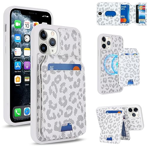 樂天商城 - iPhone 11 Pro ケース 手帳型 手帳型ケース 分離型 手帳型ケース MageSafe スマホケース 財布型 カバー MageSafe wallet 両用 2way 内蔵マグネット 横置 耐衝撃 軽量 薄型 白ヒョウ柄 送料無料