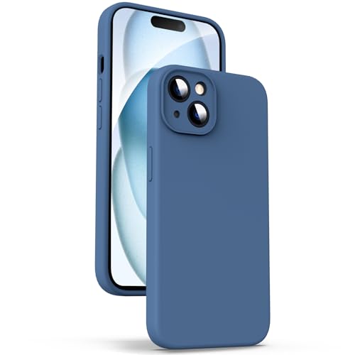 iPhone 15 Plus ケース シリコン 耐衝撃 柔軟 TPU シリコンケース ソフトタッチ レンズ 全面保護 指紋防止 落下防止 滑り防止 軽量 4層保護 アイフォン 15 Plus スマホカバー 6.7インチ ブルー 送料無料