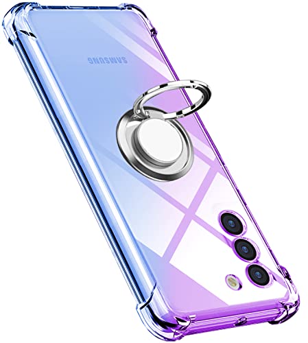乐天商城 - Galaxy S24 Plus ケース リング 透明 tpu 薄型 軽量 シリコン グラデーション ギャラクシーS24Plusカバー 耐衝撃 黄変防止 車載ホルダー防塵 一体型 人気 携帯カバー (パープルブルー) 送料無料