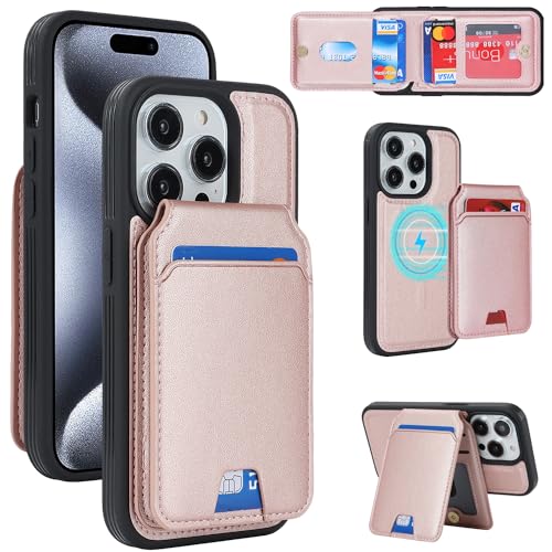 乐天商城 - iPhone 15 Pro ケース 手帳型 手帳型ケース 分離型 手帳型ケース MageSafe スマホケース 財布型 カバー MageSafe wallet 両用 2way 内蔵マグネット 横置 耐衝撃 軽量 薄型 ピンク 送料無料
