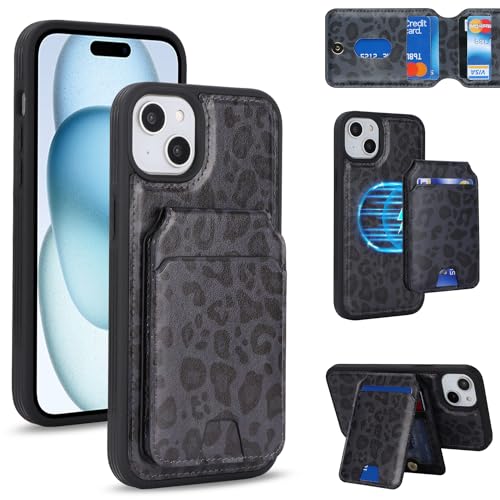 樂天商城 - iPhone 15 Plus ケース 手帳型 手帳型ケース 分離型 手帳型ケース MageSafe スマホケース 財布型 カバー MageSafe wallet 両用 2way 内蔵マグネット 横置 耐衝撃 軽量 薄型 黒ヒョウ柄 送料無料