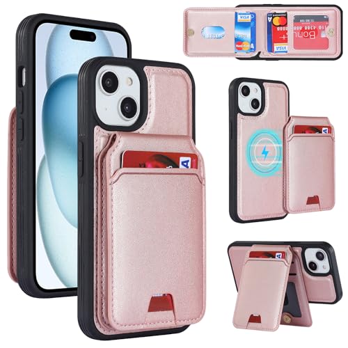 樂天商城 - iPhone 15 ケース 手帳型 手帳型ケース 分離型 手帳型ケース MageSafe スマホケース 財布型 カバー MageSafe wallet 両用 2way 内蔵マグネット 横置 耐衝撃 軽量 薄型 ピンク 送料無料