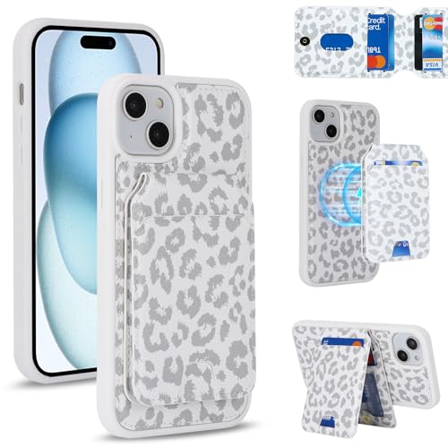 乐天商城 - iPhone 15 Plus ケース 手帳型 手帳型ケース 分離型 手帳型ケース MageSafe スマホケース 財布型 カバー MageSafe wallet 両用 2way 内蔵マグネット 横置 耐衝撃 軽量 薄型 白ヒョウ柄 送料無料