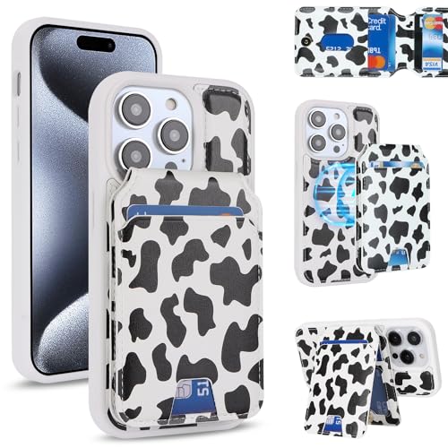 乐天商城 - iPhone 15 Pro ケース 手帳型 手帳型ケース 分離型 手帳型ケース MageSafe スマホケース 財布型 カバー MageSafe wallet 両用 2way 内蔵マグネット 横置 耐衝撃 軽量 薄型 乳牛柄黒ヒョウ柄ン 送料無料