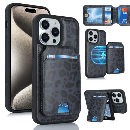 乐天商城 - iPhone 15 Pro Max ケース 手帳型 手帳型ケース 分離型 手帳型ケース MageSafe スマホケース 財布型 カバー MageSafe wallet 両用 2way 内蔵マグネット 横置 耐衝撃 軽量 薄型 黒ヒョウ柄 送料無料